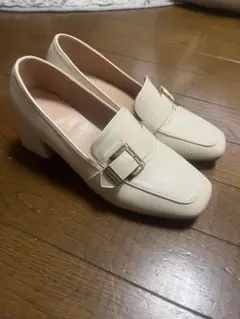 GRL ベージュ スクエアトゥ ローファー ハイヒール