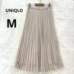 美品 UNIQLO M ベージュ シフォン プリーツ ロングスカート