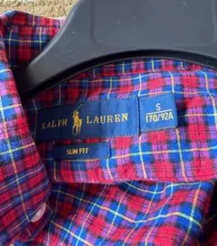 ラルフローレンRalph Lauren赤チェック スリムフィット シャツ S～М