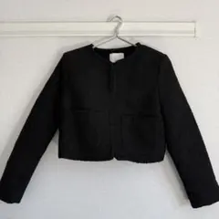 H&M ノーカラージャケット 黒 160/84Aのサムネイル