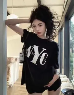 SHEIN NYC ロゴ 半袖Tシャツ