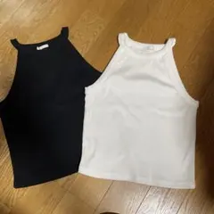 GU リブ編みハイネックタンクトップ2色セット