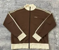 adidas ジャージ トラックジャケット 刺繍ロゴ ブラウン アディダス M