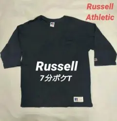 Russell ポケT 7分袖 ネイビー M ワンポイント ロゴのサムネイル