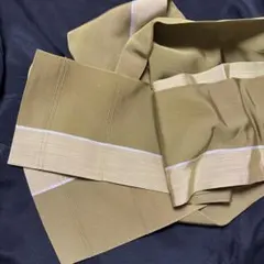 オリーブグリーン ストライプ 帯、指差し、やけや、小さな汚れ有り