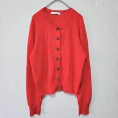 【ZARA KNIT】（M）クルーネックニットカーディガン/ビジュー装飾ボタン