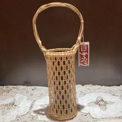 新品タグ付☆竹製 手作り籠 自然色　花器　花瓶　花籠