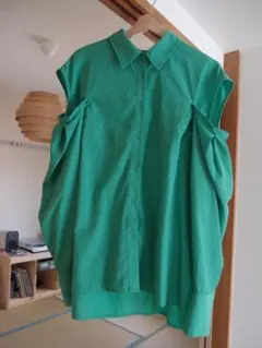 Heather グリーン 長袖シャツ　オフショル