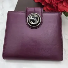 【極美品】 GUCCI グッチ 折り財布 財布 パープル インターロッキングのサムネイル