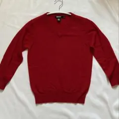 DKNY ダナキャラン 100% カシミヤ　Ｖネックセーター　赤　サイズM