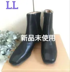 【新品未使用】ブラックジッパー付きショートブーツ　LL　25センチ