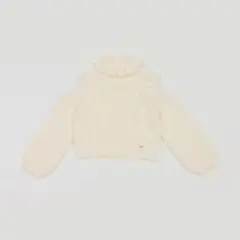 【新品/メゾピアノ】120cm.ホワイト.シャギーニット　肩開き風プルオーバー