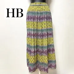 HB India エスニック柄 イエロー 総柄 ロングスカート インド製のサムネイル
