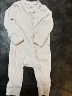 美品　GAP ベビーギャップ　リブ　くま　ピンク　フリル　ジッパー　ロンパース