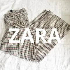 ZARA チェック　ワイドパンツ