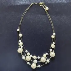 フェイクパール コットンパール 3連ネックレス 結婚式