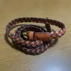 ブラウン編み込みレザーベルト