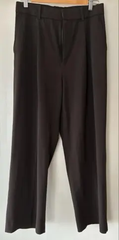 タックワイドパンツ　ダークブラウン