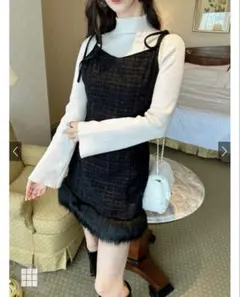 ファーラメツイードミニキャミワンピース　GRL