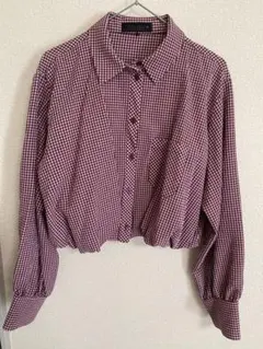 ZARA ギンガムチェック クロップドシャツ 長袖