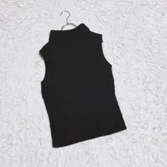 【et vous】ニットベスト モヘヤ混 ハイネック ノースリーブ 黒