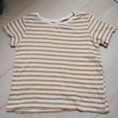 H&M エイチアンドエム ボーダー Tシャツ イエロー 80