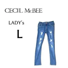 レディースL◇CECIL MC BEE◇ダメージ加工ストレッチスキニーデニム