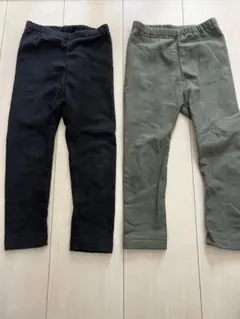 ユニクロ　レギンス　90 黒とカーキ