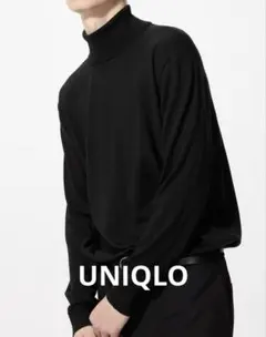 ♠️ UNIQLO ユニクロ　メリノタートルネックセーター　薄手ニット　ブラック
