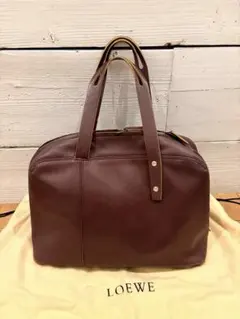 LOEWE ロエベ ハンドバッグ ブラウンボルドー レザー - メルカリ