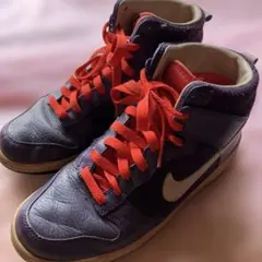 ナイキNIKE Zoom 紫/オレンジ レザースニーカー24.5センチ