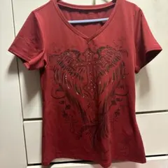 Tシャツ カットソー ピチT Y2K グランジ ダークコア 赤