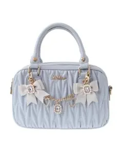 LIZLISA リズリサ キルティングリボンチャームポシェット ブルー