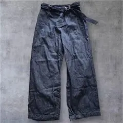 【シネマクラブ】 レディース　デニムワイドパンツ LL ベルト付 濃紺