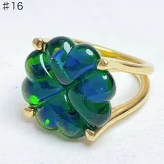 バカラ　トレフル　イリゼグリーン　フラワー　リング　ゴールド　16号