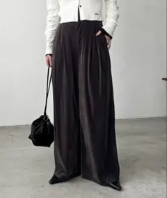 新品　CAPRICIEUX LE'MAGE ベロアワイドパンツ　チャコール　38