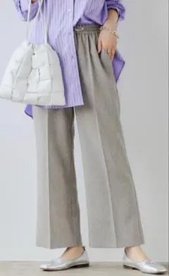 【新品未使用】グリーンレーベルリラクシング　ミックス ツイード フレア パンツ