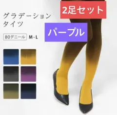 2足セット【パープル】グラデーションタイツ 80デニール カラータイツ M-L