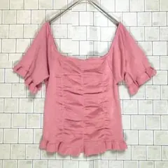 ピンク フリル 半袖 トップス サイズM 派手　 人気デザイン　人気カラー