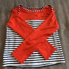 patagonia ラッシュガード 赤/ストライプ