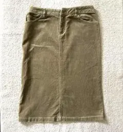 Noue-rue コーデュロイタイトスカート ミモレ丈　ベージュ