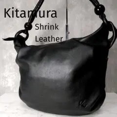 Kitamura レザー シボ革 ショルダーバッグ 丸型ハンドル ロゴ 肩掛けのサムネイル