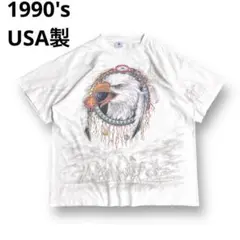 1990's USA製 イーグル 総柄 プリント Tシャツ