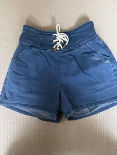 デニム レースアップウエスト ハーフパンツ 160cm