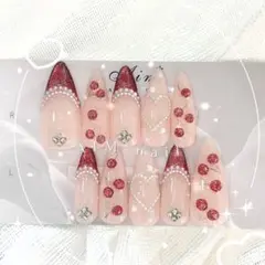 ネイルチップ オーダー ワンホン チェリー マグネット 韓国 フレンチガーリー