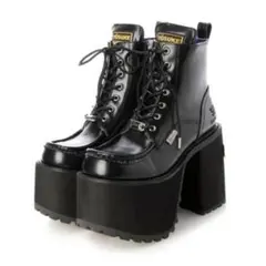 YOSUKE ブラック 厚底プラットフォームブーツ