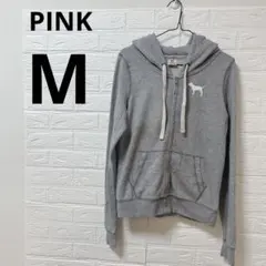 PINK [M] グレー ジップアップパーカー