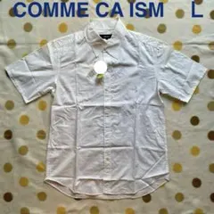 コムサイズム 半袖シャツ L 白 刺繍 総柄 綿100%