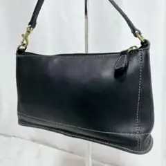 COACH アクセサリーポーチ ブラック レザー ミニバッグ ハンドバッグ