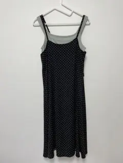 ＊ アースミュージックアンドエコロジー キャミワンピース ドット柄 ブラック
